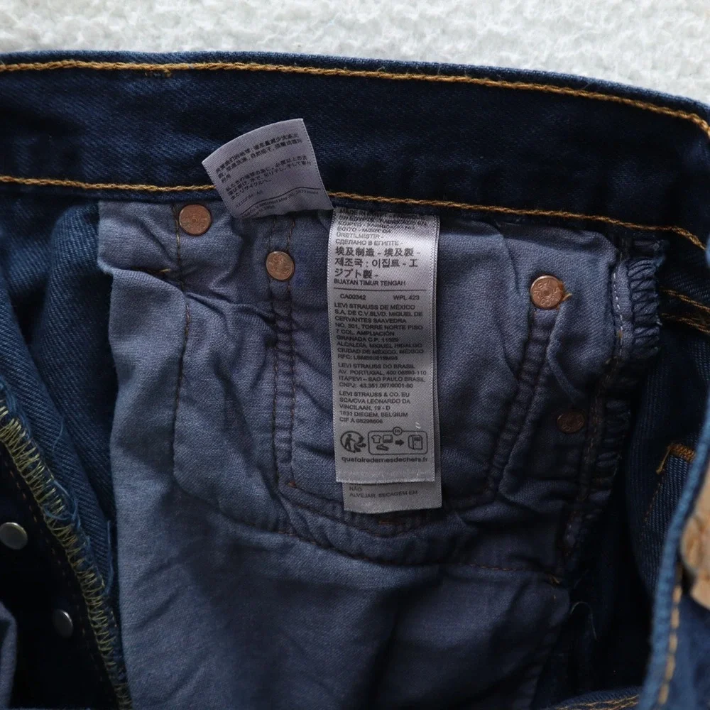 Levis 501 Jeans Men's 36x34 Navy Blue Original Button Fly Denim Grunge 90s Y2K
